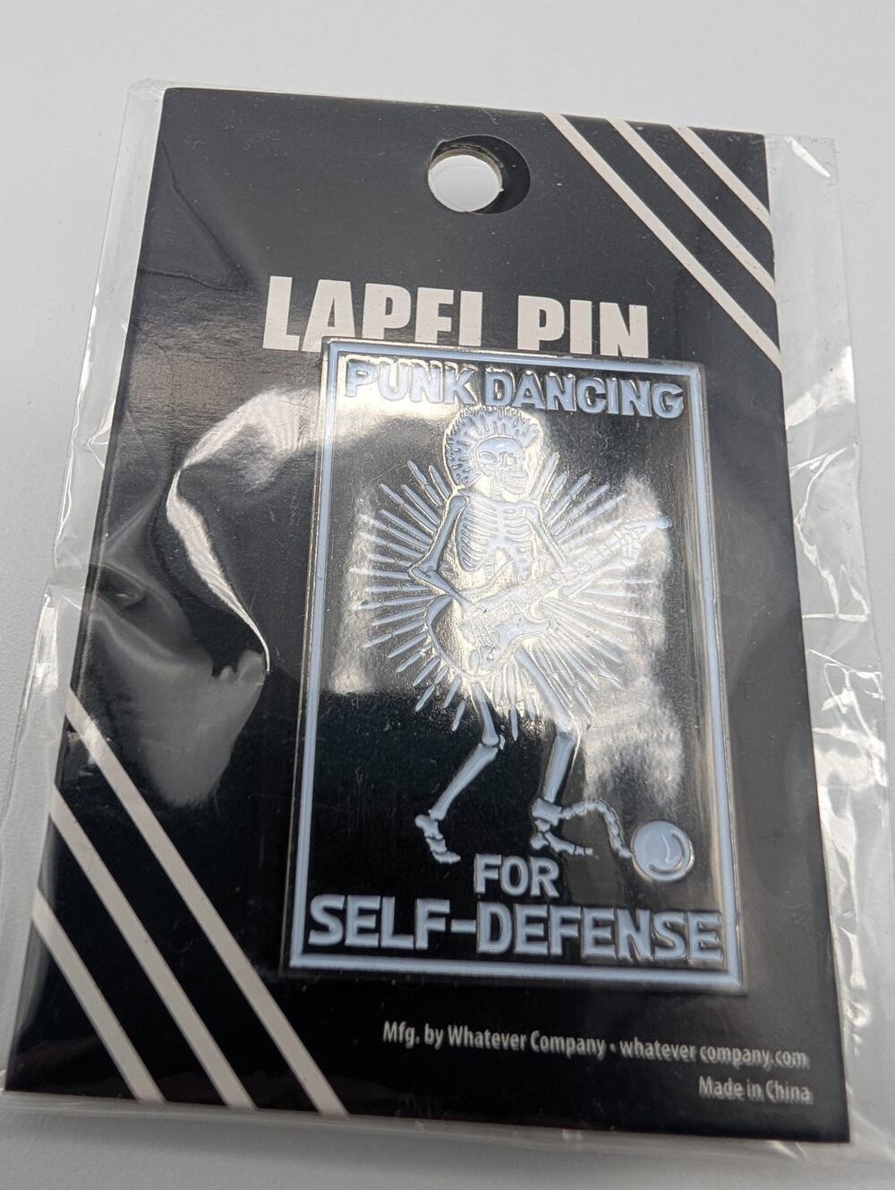 Punk Dancing For Self-Defense Skeleton Guitar Lapel Pin New Whatever Company